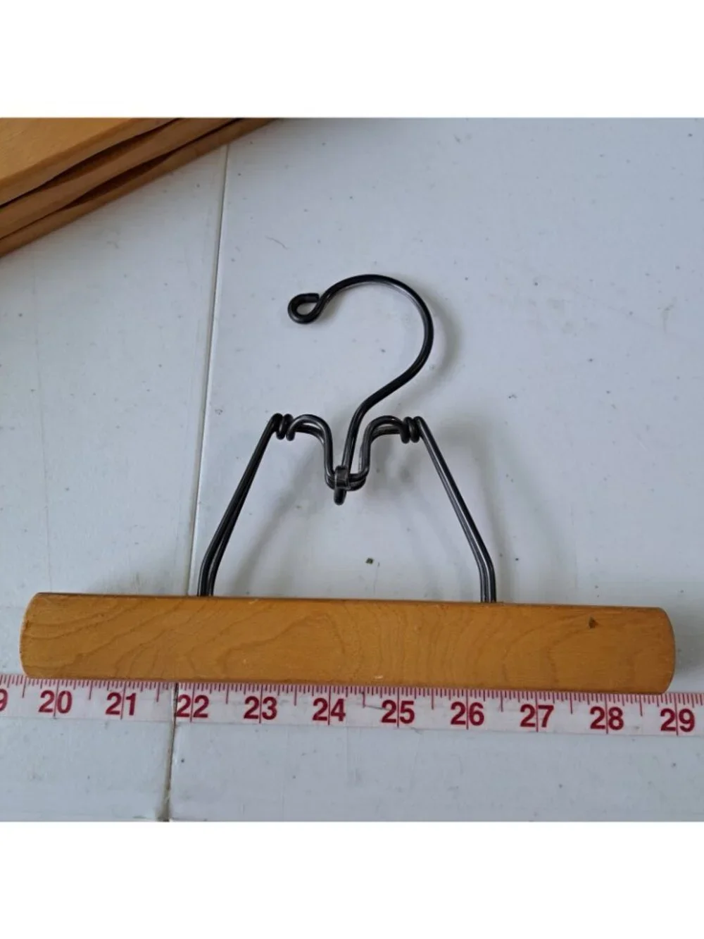 3 Pc Set VTG Wooden Metal Pants Skirt Hangers Padded Clamp 9